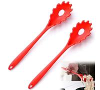 TSUOUKL 2 Pièces Cuillère À Spaghetti Rouge - Fourchette À Pâtes En Silicone Résistante À La Chaleur Pour La Cuisine