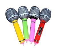 TSUOUKL 4 Microphones Gonflables, Instruments de Musique Inflables pour Fêtes - Microphone, Guitare et Saxophone en Ballon, Idéal pour Anniversaires et Soirées à Thème (Couleurs Aléatoires)