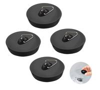 TSUOUKL 4 Pièces Bouchon de Vidange, Bouchon D'évier pour Vidange Ø 45 à 42 mm, Bouchon d'Évier en Caoutchouc avec Anneau Suspension, Bouchons Universels, pour Baignoire, Cuisine, Salle Baine