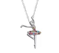 TSUOUKL Collier avec Pendentif en forme de Ballerine Tutu, Collier Pendentif Danseuse Ballet Filles Zircon Charme Surprise Danse Ballerine Cadeau de bijoux pour femmes de grâces Cadeau