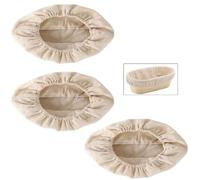 TSUOUKL Lot de 3 Doublures en Lin pour Banneton à Pain, Housses de Rechange pour Panier de Fermentation, Tissu de Levage Ovale pour Boulangerie, 25x15x8cm