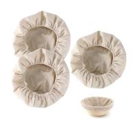 TSUOUKL Lot de 3 Doublures en Lin pour Banneton à Pain, Housses de Rechange pour Panier de Fermentation, Tissu de Levage Rond pour Boulangerie, Rond 25x8cm