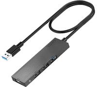 TSUPY Hub USB 3.0 65cm,Adaptateur USB Ultra Fin avec 5Gbps et 3 USB 2.0 pour Ordinateur de Bureau,Notebook PC,Mac Pro,clés USB,Disque Dur Mobile