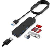 TSUPY Hub USB 3.0 (câble 1,2 M) avec 3 Ports 5 Gbps USB 3.0 et Lecteur de Carte SD/TF, Adaptateur USB pour Macbook, Mac Pro/Mini, iMac, Clés USB, Notebook PC, Disques Durs Externes, etc.