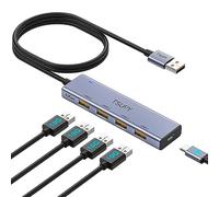 TSUPY Hub USB 3.2 Gen 2, Data Hub USB 3.2 avec Câble de 120cm de Long, 4 Ports USB 3.2 Gen2 avec 1 Port Type-C pour Alimentation, Compatible avec PC, Macbook Pro, Macbook Air, iMac, Surface Pro 3,iPad