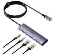 TSUPY HUB USB C 10Gbps, Adaptateur USB C vers 2 C 2 A Port avec Câble de 120 CM, USB C Multiple Compatible avec iPhone 16,MacBook Pro Air,iPad Air,Surface Pro 9, Boîtier en Aluminium