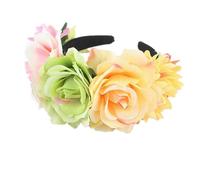TSWNG Bandeau rose - 13 x 12 x 2,5 cm - Magnifiques fleurs - Couleurs vives - Agréable à porter - Serre-tête pour fêtes, mariages, accessoires photo, Noël, anniversaires, Halloween, jour des morts