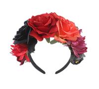 TSWNG Bandeau rose - 13 x 12 x 2,5 cm - Magnifiques fleurs - Couleurs vives - Agréable à porter - Serre-tête pour fêtes, mariages, accessoires photo, Noël, anniversaires, Halloween, jour des morts