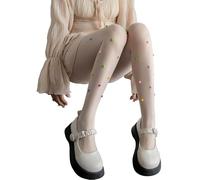 TSWNG Collants Candy pour femme - Collants de clown avec pompons 3D - Collants fins avec pois multicolores - Leggings fins - Accessoire de costume pour carnaval, fête, festival, Lolita, vie