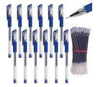 TSWNG Lot de 36 stylos à bille gel - Bleu - Pointe 0,5 mm - Résistants à l'eau - Avec mines de rechange réutilisables - Pour l'école, le bureau, la vie quotidienne, cadeau