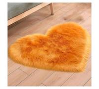 TSWNG Tapis en forme de cœur doré - En peau de mouton synthétique - Tapis moelleux en fourrure synthétique - Tapis décoratif pour chambre à coucher, salon, descente de lit - Fourrure décorative pour