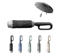 TSYIDUI Ring Buckle Umbrella,Reflective Safety Strip,Sturdy Windproof,Reverse Automatic Umbrella,Travel Portable,Compact Small Travel Umbrella, Portable Folding Umbrella For Rain&Sun (Black)