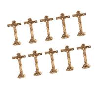 Tsynapter 10 pièces croix miniatures créatives ornement Crucifix debout catholique avec base pour décors d ' autels d ' église de maison religieuse décors artistiques