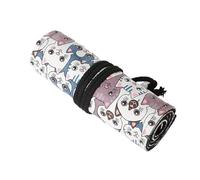 Tsynapter 12/24 / 36/48 / 72 Trous Jolis Chats Crayon Wrap Organisateur Toile Rouleau étui Crayon de Rangement pour Artistes