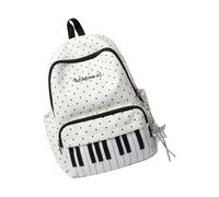 Tsynapter à Campus Daypack Panneau de piano Poche Tissu tissé à pois Zip Compartiment principal Utilisation quotidienne de livre en nylon à à thème musical à à panneau de piano