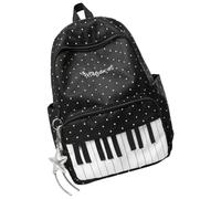 Tsynapter à Campus Daypack Panneau de piano Poche Tissu tissé à pois Zip Compartiment principal Utilisation quotidienne de livre en nylon à à thème musical à à panneau de piano