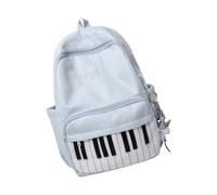 Tsynapter à Campus Daypack Panneau de piano Poche Tissu tissé à pois Zip Compartiment principal Utilisation quotidienne de livre en nylon à à thème musical à à panneau de piano