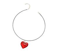 Tsynapter Collier avec symbole d ' amour à la mode, bijoux en forme de cœur rouge, chaîne de clavicule, accessoire réglable pour son pendentif en forme de cœur en verre
