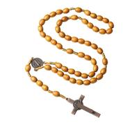 Tsynapter Collier chapelet design d ' inspiration européenne, perles en bois faites à la main, pendentif de 8mm, 10mm et 5.2cm pour diverses Occasions, perles en bois