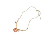 Tsynapter Collier de fleurs roses, bijoux tendance de longueur de clavicule avec pièce maîtresse florale rose pour un usage quotidien et un