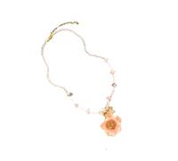 Tsynapter Collier de fleurs roses, bijoux tendance de longueur de clavicule avec pièce maîtresse florale rose pour un usage quotidien et un