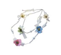 Tsynapter Collier Double brin de perles florales pour femmes, bijoux à la mode, pendentif Floral en pierre stratifiée