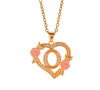 Tsynapter Collier personnalisé en forme de cœur et de fleur, chaîne réglable en laiton, design creux délicat, à porter quotidien, bijoux d ' amour ajourés et romantiques