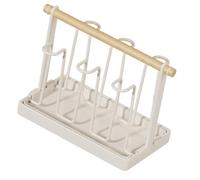 Tsynapter de tasse de rangement de comptoir, de séchage en métal avec capacité de six tasses, plateau d ' égouttage, poignée en bois pour un rinçage quotidien, organisateur de boissons, rangement
