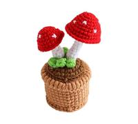 Tsynapter Décor de table en pot de champignon, accent de fil crochet pour étagères de bureau, affichage de de maison confortable, décor de champignon crochet en une seule pièce, ornement en pot, fil
