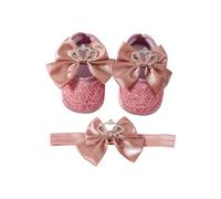 Tsynapter Ensemble d'accessoires pour cheveux et chaussures de princesse pour bébé avec couronnes délicates et nœud - Parfait pour les séances photo et les occasions spéciales - Chaussures douces