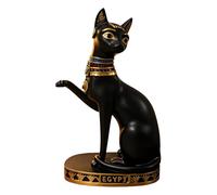 Tsynapter Figurine de Chat de décoration de Table en résine, Sculpture d ' Accent d ' étagère égyptienne avec Collier ornemental et Base d ' Affichage intérieure