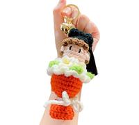 Tsynapter Joli porte-clés chapeau de docteur tricoté, motifs de fleurs, idéal pour les fournitures et décorations de fête de des diplômes, porte-clés en crochet, de diplôme personnalisé