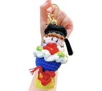 Tsynapter Joli porte-clés chapeau de docteur tricoté, motifs de fleurs, idéal pour les fournitures et décorations de fête de des diplômes, porte-clés en crochet, de diplôme personnalisé