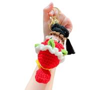 Tsynapter Joli porte-clés chapeau de docteur tricoté, motifs de fleurs, idéal pour les fournitures et décorations de fête de des diplômes, porte-clés en crochet, de diplôme personnalisé