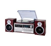 Trevi TT 1072 Dab, Platine Vinyle 33, 45 et 78 Tours, Lecteur Vinyle avec sans Fil, Lecteur CD et Mp3, USB et SD, 25 W, Radio numérique Dab/Dab+ FM, Prise Casque, caisses avec Bass Reflex, Bois