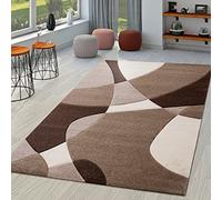 TT Home Salon Tapis De Salon Poils Ras Moderne Aspect 3D Design Géométrique À Vagues, Couleur:Marron 4, Dimension:80x150 cm
