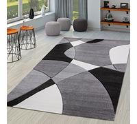 TT Home Salon Tapis De Salon Poils Ras Moderne Aspect 3D Design Géométrique À Vagues, Couleur:Noir Blanc 2, Dimension:200x290 cm