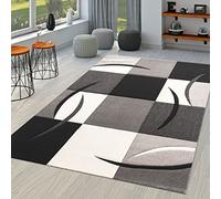 TT Home Salon Tapis De Salon Poils Ras Moderne Aspect 3D Design Géométrique À Vagues, Couleur:Noire-Blanc, Dimension:80x150 cm