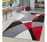 TT Home Salon Tapis De Salon Poils Ras Moderne Aspect 3D Design Géométrique À Vagues, Couleur:Rouge 3, Dimension:120x170 cm