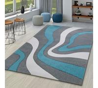 TT Home Salon Tapis De Salon Poils Ras Moderne Aspect 3D Design Géométrique À Vagues, Couleur:Turquoise, Dimension:160x230 cm