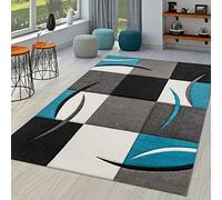 TT Home Salon Tapis De Salon Poils Ras Moderne Aspect 3D Design Géométrique À Vagues, Couleur:Turquoise 2, Dimension:60x110 cm