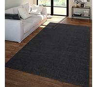 TT Home Salon Tapis Poils Ras Design Uni Moderne Et Intemporel, Couleur: Gris Noir, Dimension:240x340 cm
