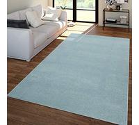 TT Home Salon Tapis Poils Ras Design Uni Moderne Et Intemporel, Couleur: Turquoise, Dimension:240x340 cm