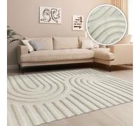 TT Home Shaggy Tapis Chambre Haut Poil Modern Scandi Bohème 3D Unis, Couleur:Crème, Dimension:200x280 cm