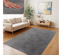 TT Home Shaggy Tapis Haut Poil Peluche Unis Modern, Couleur: Anthracite, Dimension:140x200 cm