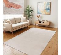 TT Home Shaggy Tapis Haut Poil Peluche Unis Modern, Couleur: Crème, Dimension:200x280 cm