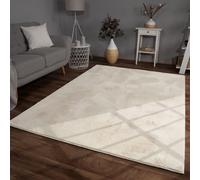 TT Home Shaggy Tapis Haut Poil Peluche Unis Modern, Couleur: Crème, Dimension:60x90 cm