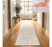 TT Home Shaggy Tapis Haut Poil Peluche Unis Modern, Couleur: Crème, Dimension:80x300 cm