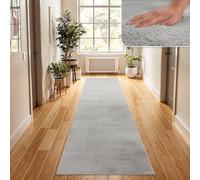 TT Home Shaggy Tapis Haut Poil Peluche Unis Modern, Couleur: Gris, Dimension:80x150 cm