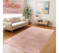 TT Home Shaggy Tapis Haut Poil Peluche Unis Modern, Couleur: Rose Rose, Dimension:150x170 cm Hexagonal